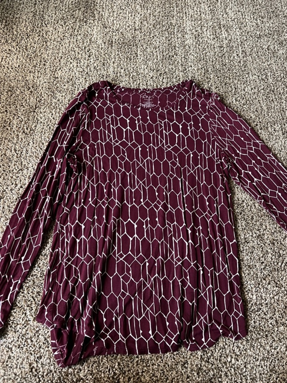 Apt. 9 Burgundy Geometric Long-Sleeve Dress